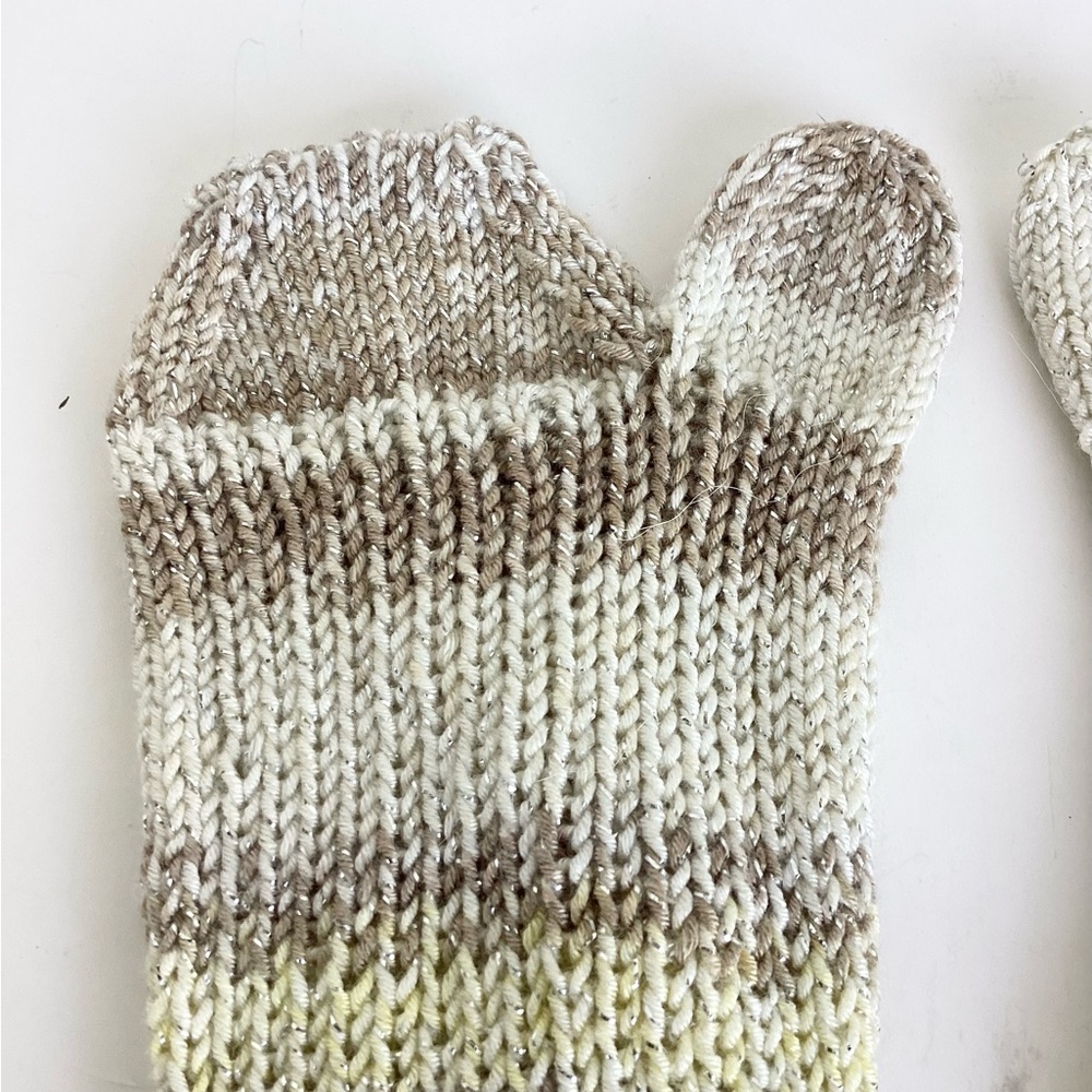 Socks Hand Crafted Ankle Flip Flop Tan Cream Silver Tan Knit Boho Eclectic - Picture 9 of 16